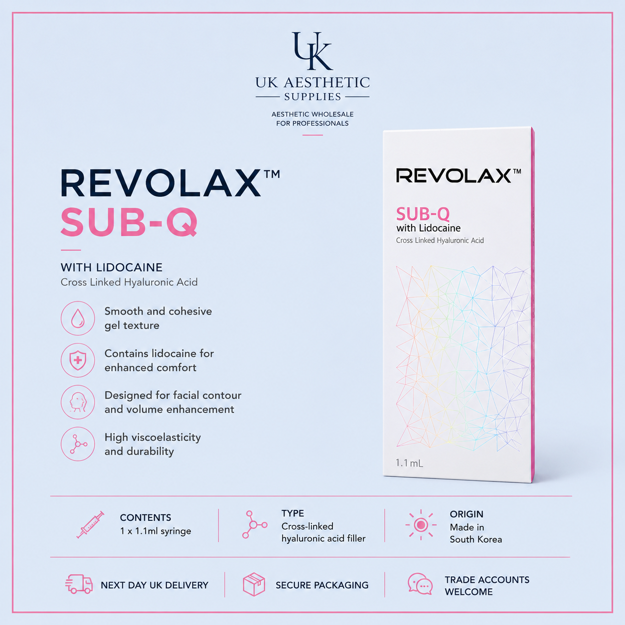 Revolax Sub-Q Dermal Filler (1 x 1.1ml Syringe)