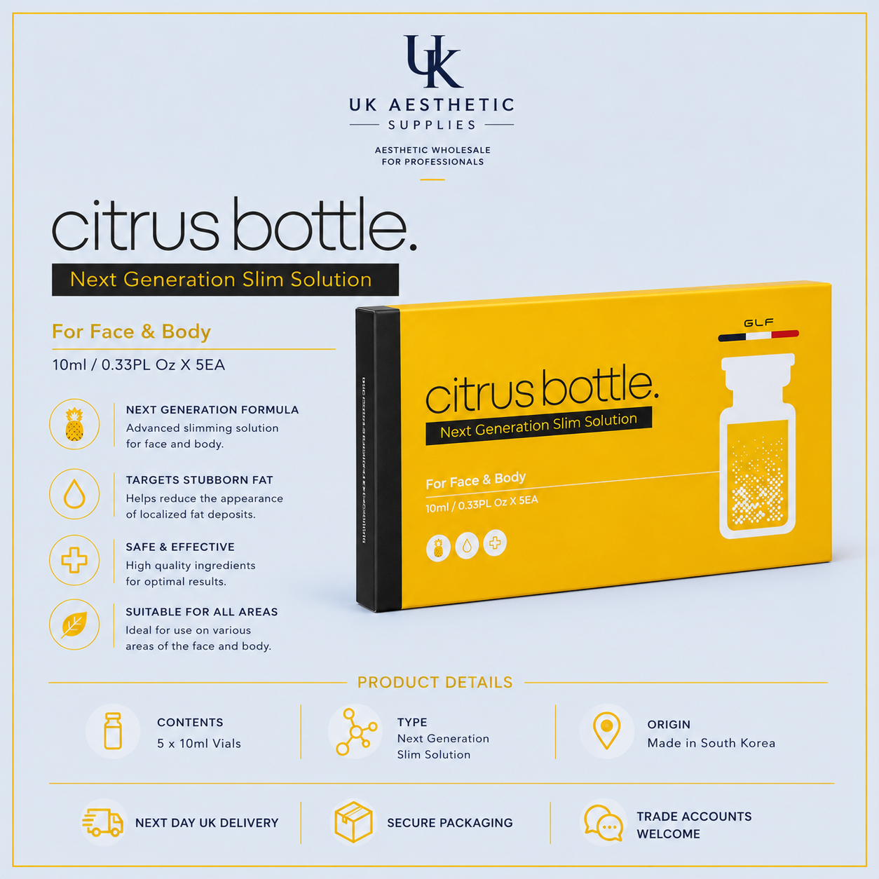 Citrus Bottle Fat Dissolving Solution (5 x 10ml Vials)