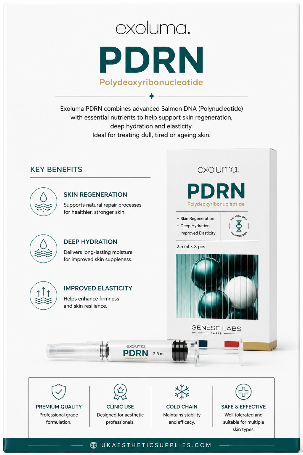 Exoluma EXO PDRN Skin Booster (3 x 2.5ml Syringes)